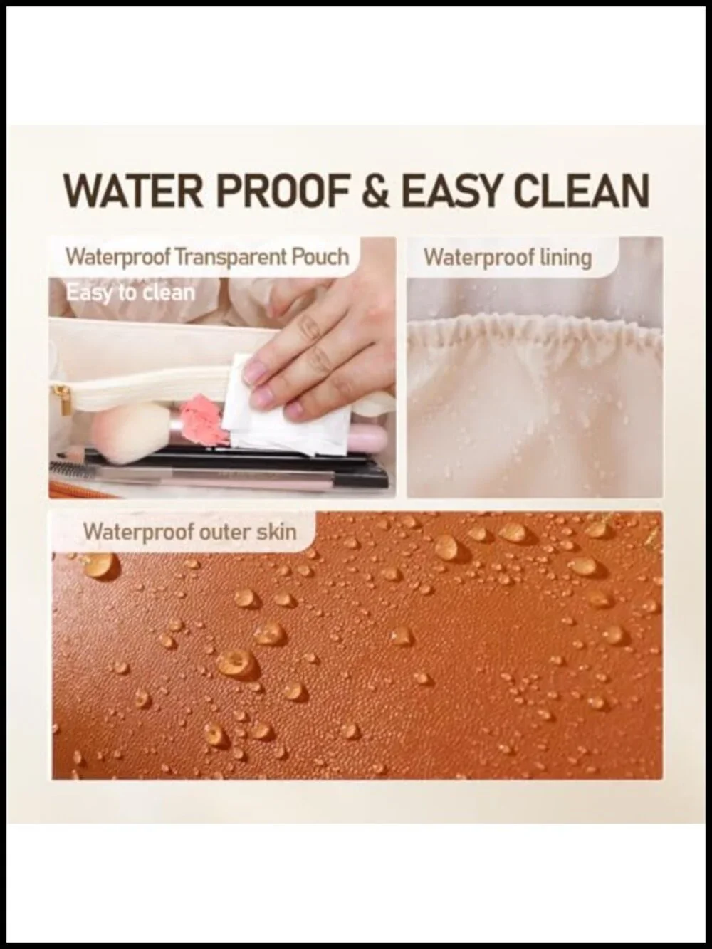 Waterproof PU Leather Large Capacity Makeup Bag Travel Toiletry Organizer with